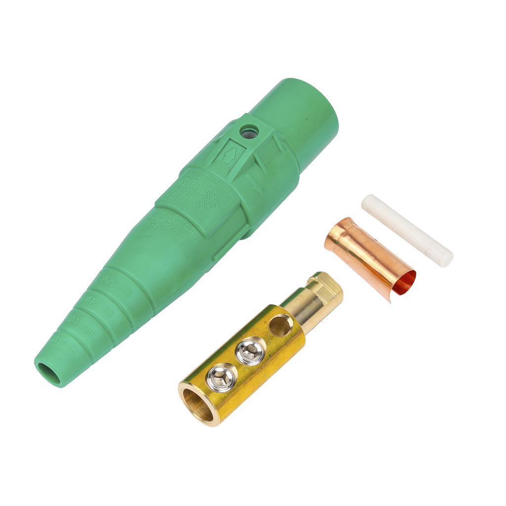 Conector Camlock Macho / 400 Amperes / AC 600V / Sección Cable 50-95 mm² / Abrazadera Compresión / Plástico Ingeniería / Varios Colores