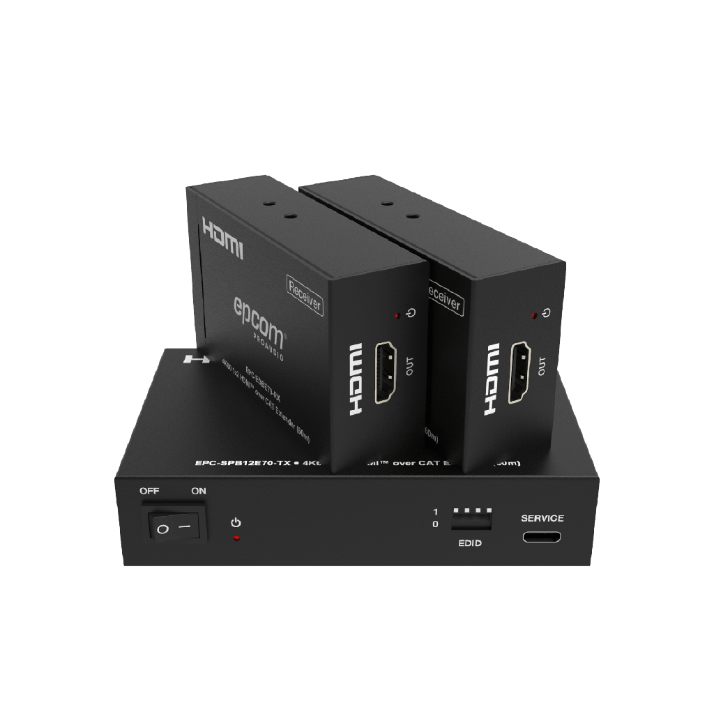 [EPC-SPB12E70] EPC-SPB12E70 Splitter HDMI 1x2 | 4K@60Hz a 60m | 4K@30Hz a 70m | Cable Cat6 | EDID | HDCP 2.2 | Salida Loop