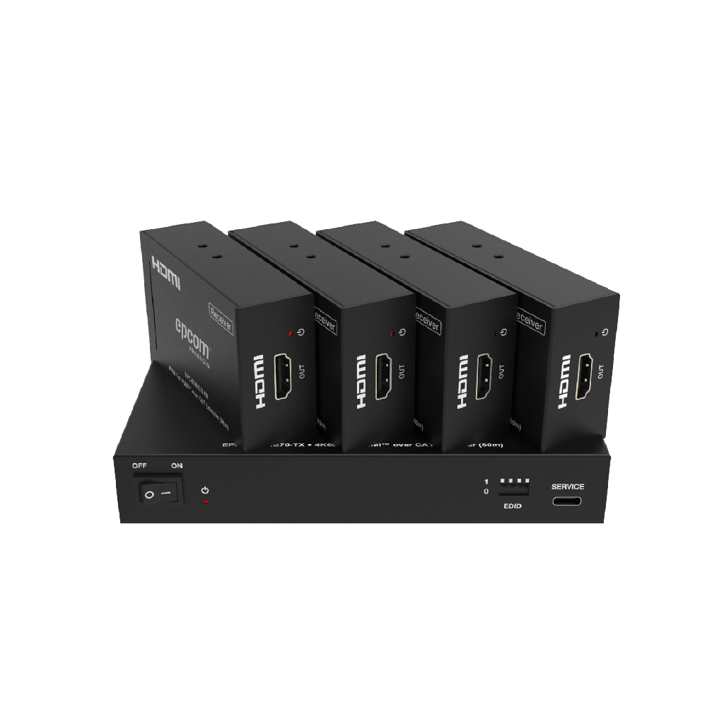 [EPC-SPB14E70] EPC-SPB14E70 Splitter Extensor 1x4 | 4K@60Hz a 60m | 4K@30Hz a 70m | Cable Cat6 | EDID | HDCP 2.2 | Salida Loop