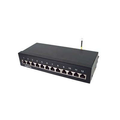 [LP-PP-529] Panel de parcheo de impacto (110) Blindado (STP) de 12 puertos Cat5e, 10in