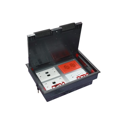 [TH-CP-4M] Caja de piso para cuatro módulos universales (Socket M4), para alimentación eléctrica y redes de datos (11000-43401) No incluye faceplates