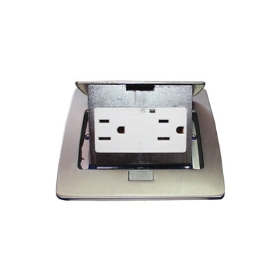 [TH-MC-PC] Mini caja de piso rectangular en acero inoxidable con 2 contactos eléctricos (11000-21201)
