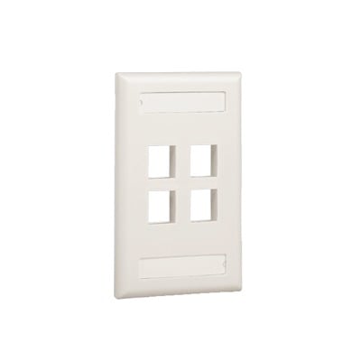 [NK4FEIY] Placa de Pared Vertical, Salida Para 4 Puertos Keystone, Con Espacios Para Etiquetas, Color Marfil