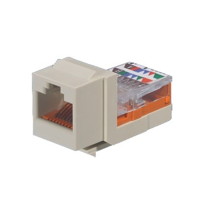 [NK5E88MIWY] Conector Jack Estilo Leadframe, Tipo Keystone, Categoría 5e, de 8 posiciones y 8 cables, Color Blanco mate