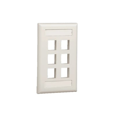 [NK6FIWY] Placa de Pared Vertical, Salida Para 6 Puertos Keystone, Con Espacios Para Etiquetas, Color Blanco Mate