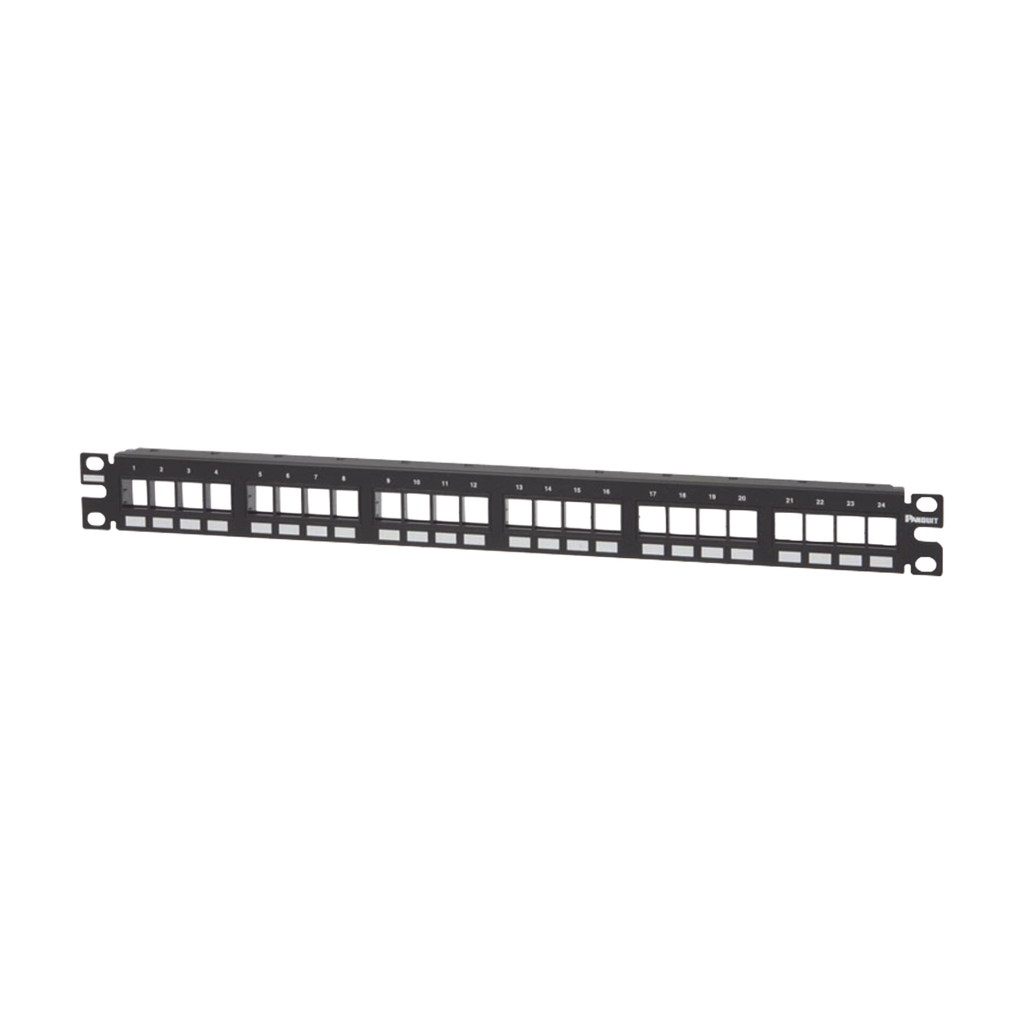 Panel de Parcheo Modular Keystone (Sin Conectores), Numerado y Espacio para Etiquetas, de 24 puertos, 1UR