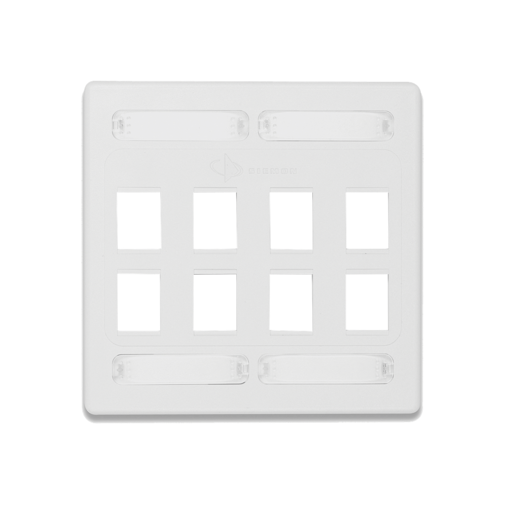 Placa de Pared Doble Modular 10G MAX de 8 Salidas, Color Blanco