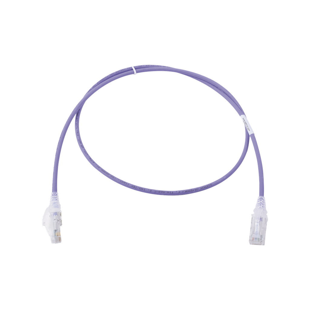 Patch Cord MC6 Modular Cat6 UTP, CM/LS0H, 3ft, Color Violeta, Diámetro Reducido (28AWG), Versión Bulk (Sin Empaque Individual)