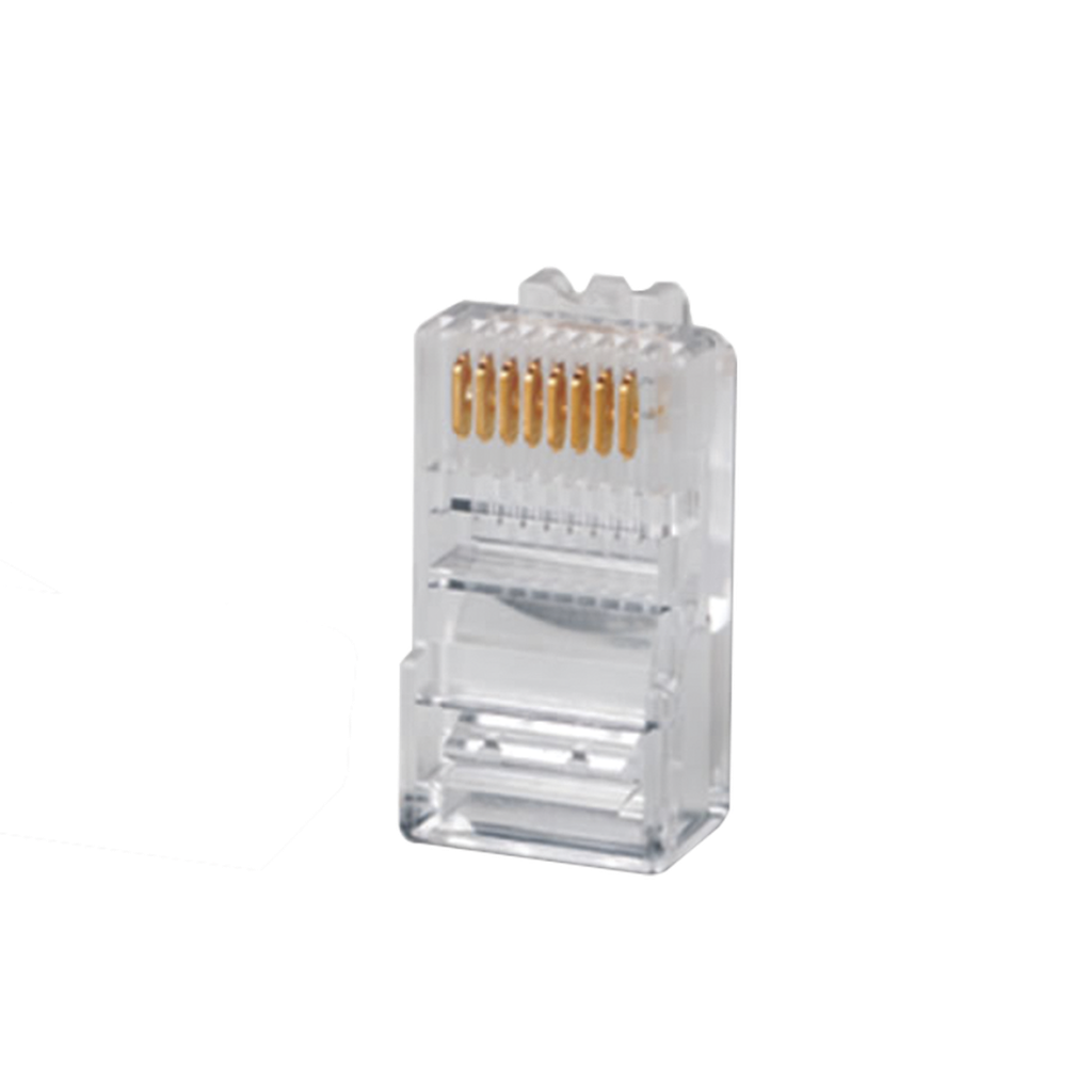 [P-8-8] Plug RJ45 Cat5e, Para Cable UTP Calibre 22 a 26 AWG, Chapado en Oro de 50 micras