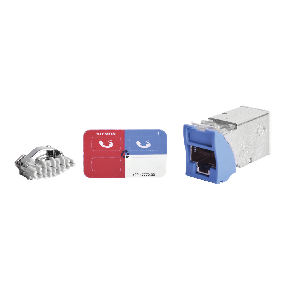 [Z6A-S06B] Jack Z-MAX Cat6A, Blindado, Montaje híbrido en Placa de Pared (Plano y Angulado), Color Azul, Versión Bulk (Sin Empaque Individual)