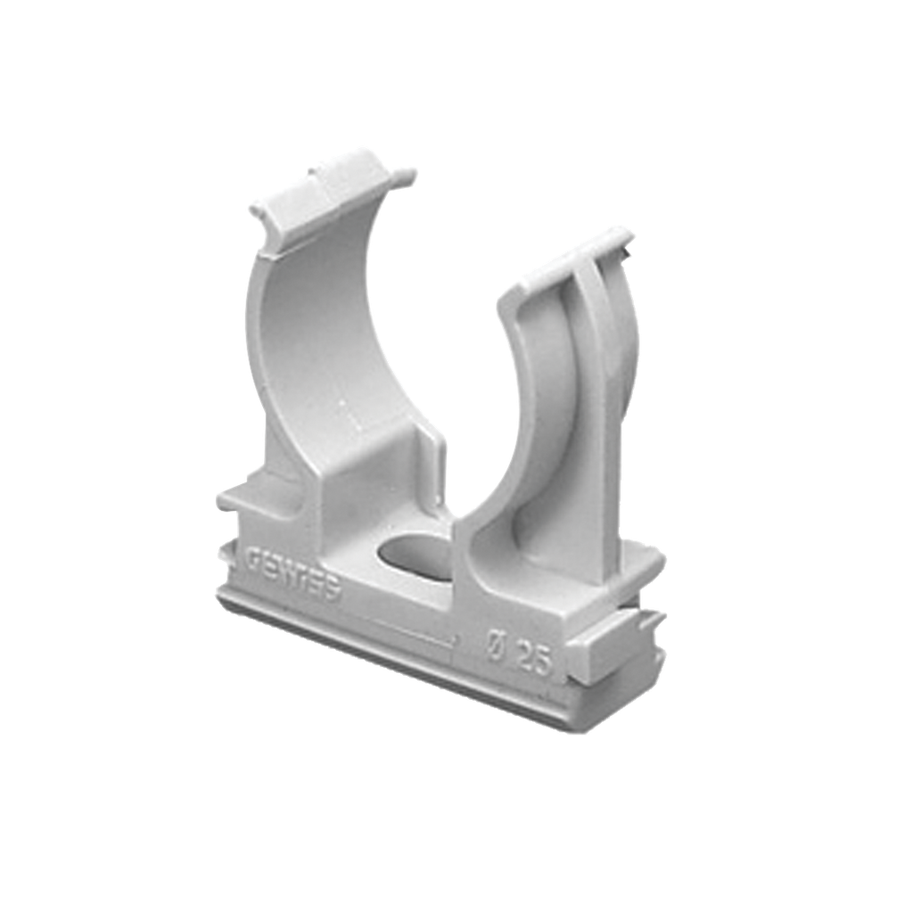 [GW-50-629] Soporte de presión (Abrazadera), PVC Auto-extinguible, abierto para tubería de 50 mm