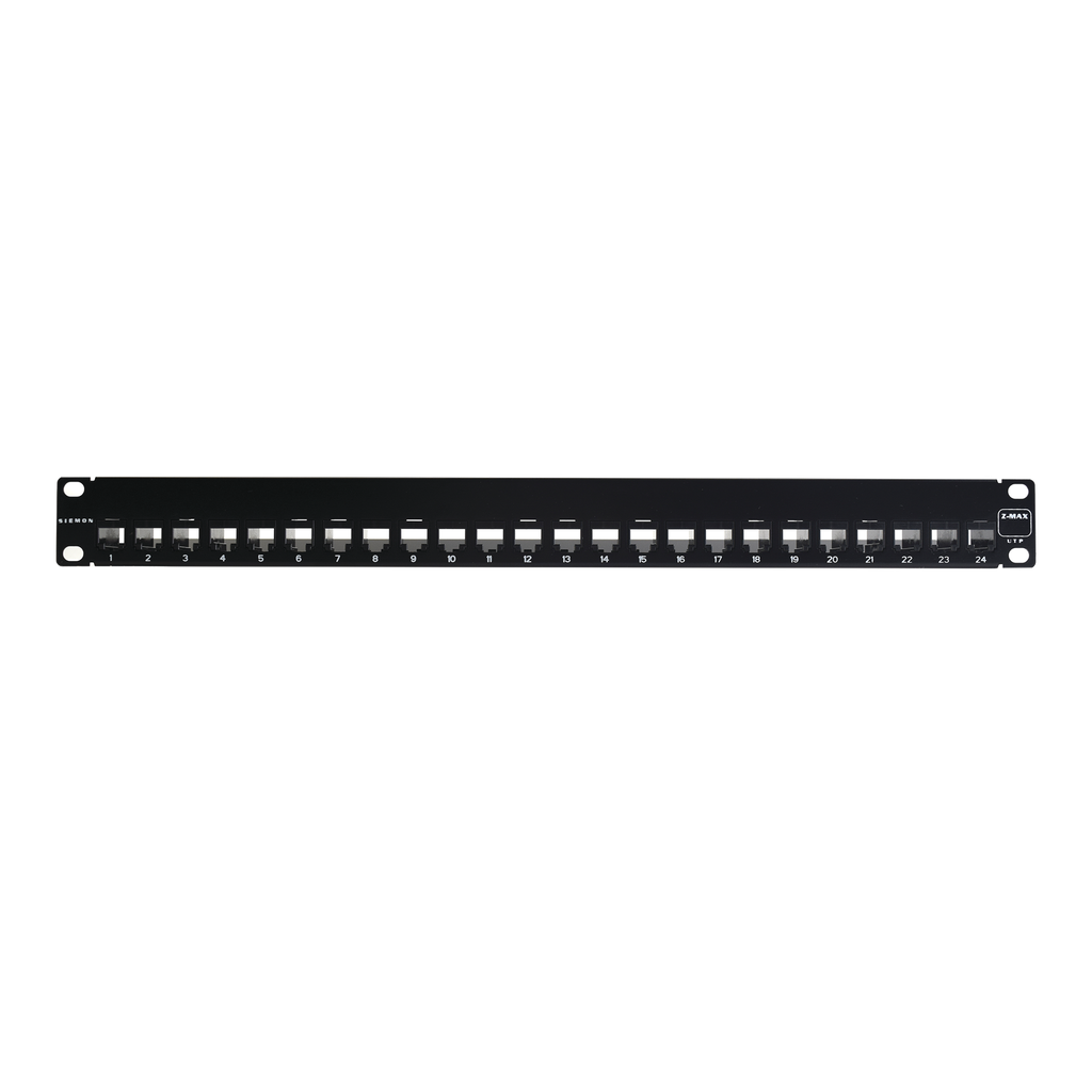 Patch Panel UTP Z-MAX de 24 puertos, Precargado con Jacks Categoría 6, Plano, 1UR
