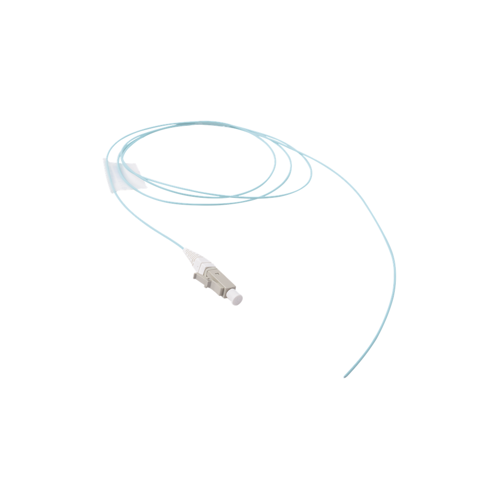 Pigtail de Fibra Óptica LC Simplex, Multimodo OM3 XGLO 50/125, LS0H, Color Aqua, 1 Metro