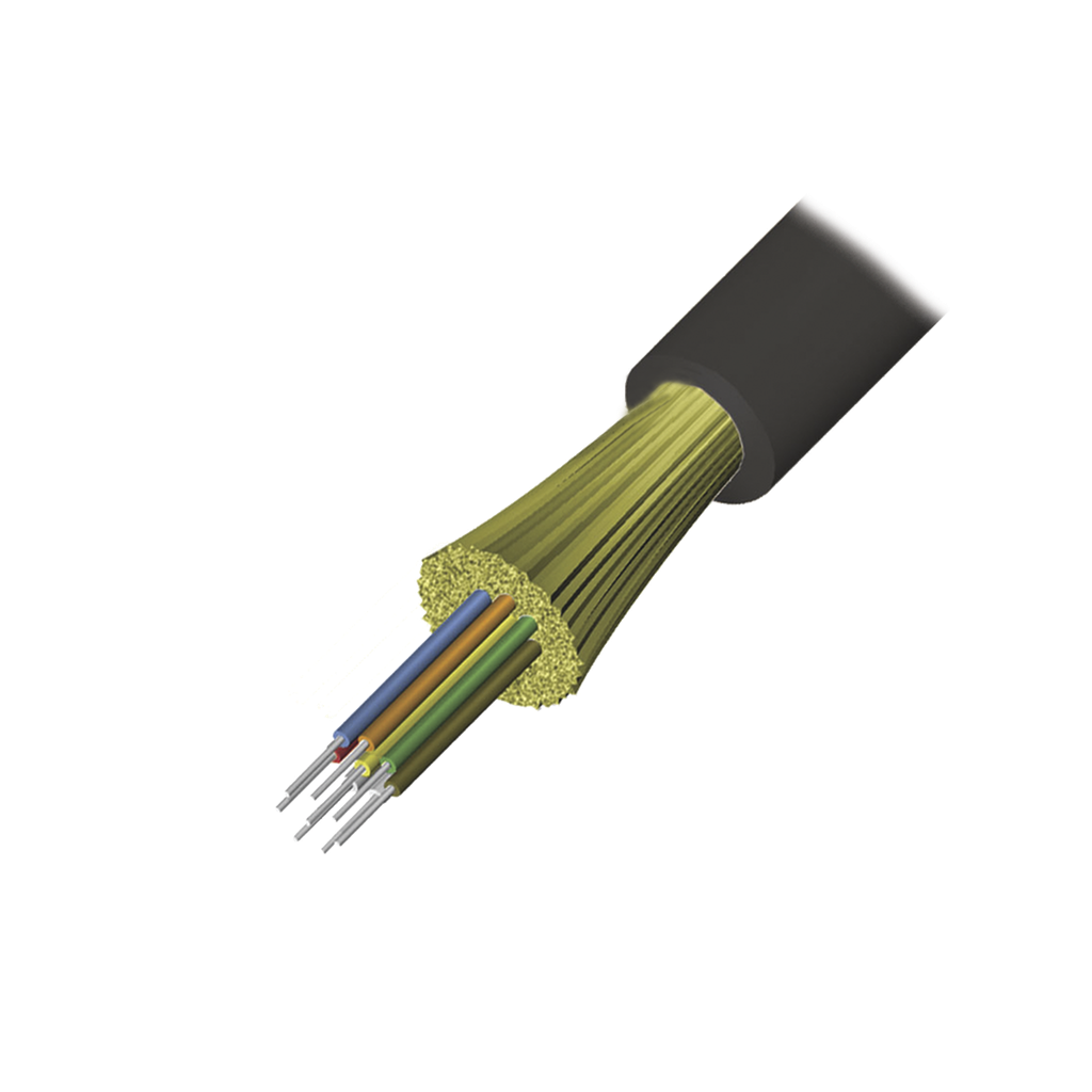 Cable de Fibra Óptica de 6 hilos, Interior/Exterior, Tight Buffer, No Conductiva (Dieléctrica), LS0H, Multimodo OM3 50/125 optimizada, 1 Metro