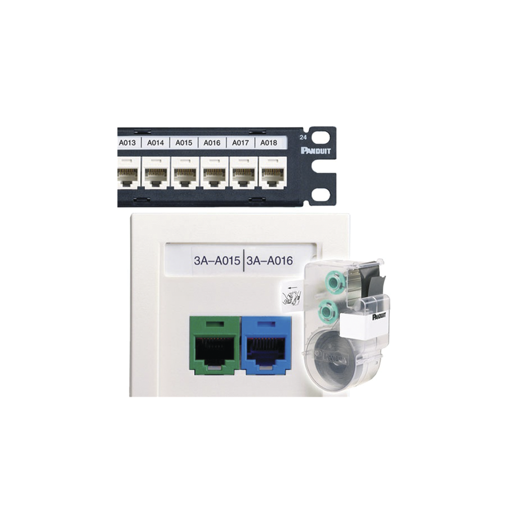 [C252X030FJC] Casete de 125 Etiquetas Adhesivas, para Patch Panel, Face Plate o Cajas Superficiales, Para Identificación 4 Puertos, Color Blanco
