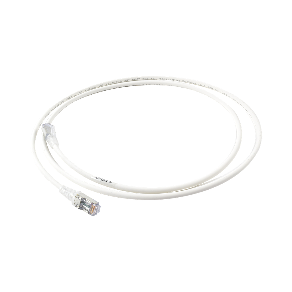 Patch Cord Skinny Cat6A Blindado S/FTP, 5ft, Diámetro Reducido 28 AWG, Color Blanco