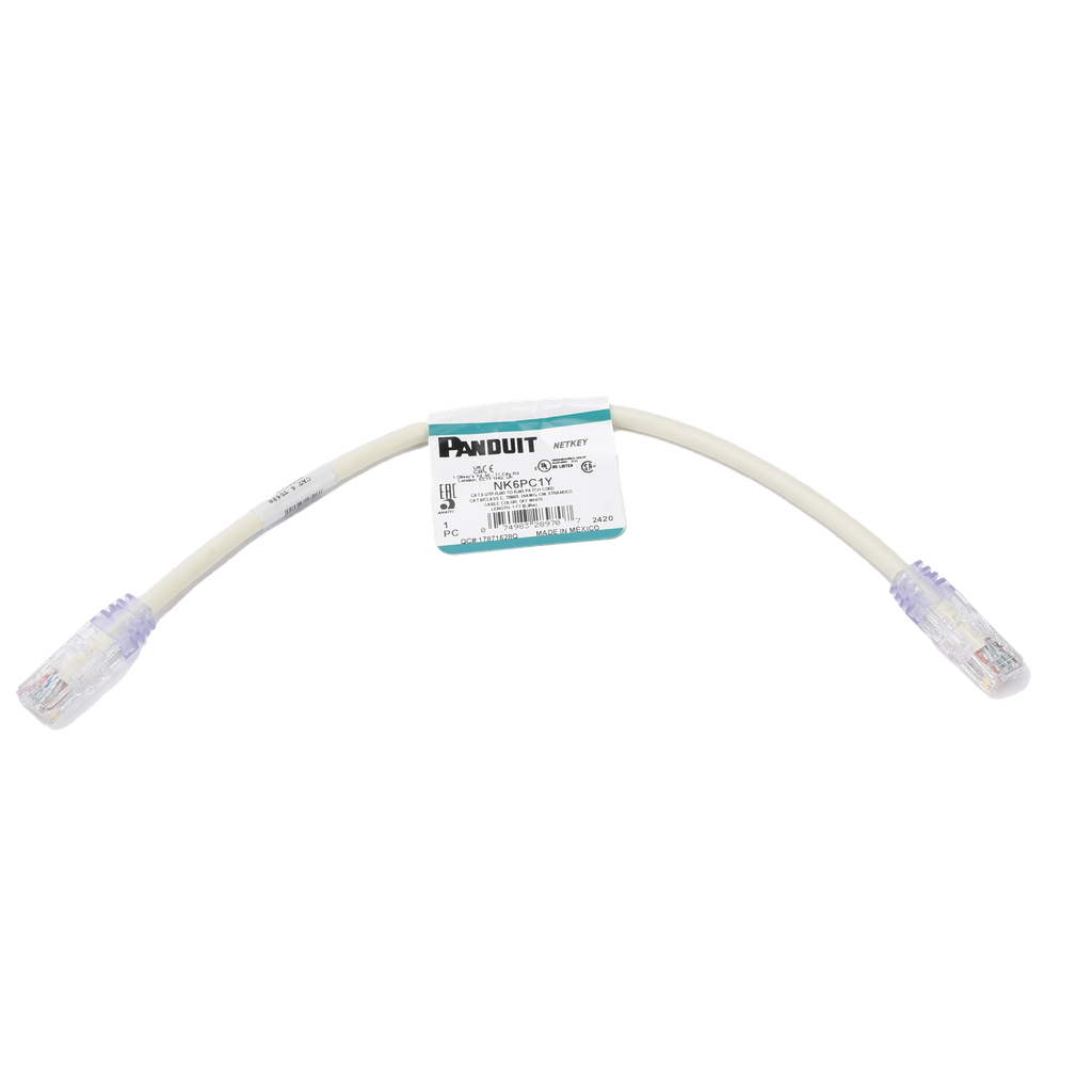 Cable de parcheo UTP Categoría 6, con plug modular en cada extremo - 1 ft (30.48 cm) - Blanco