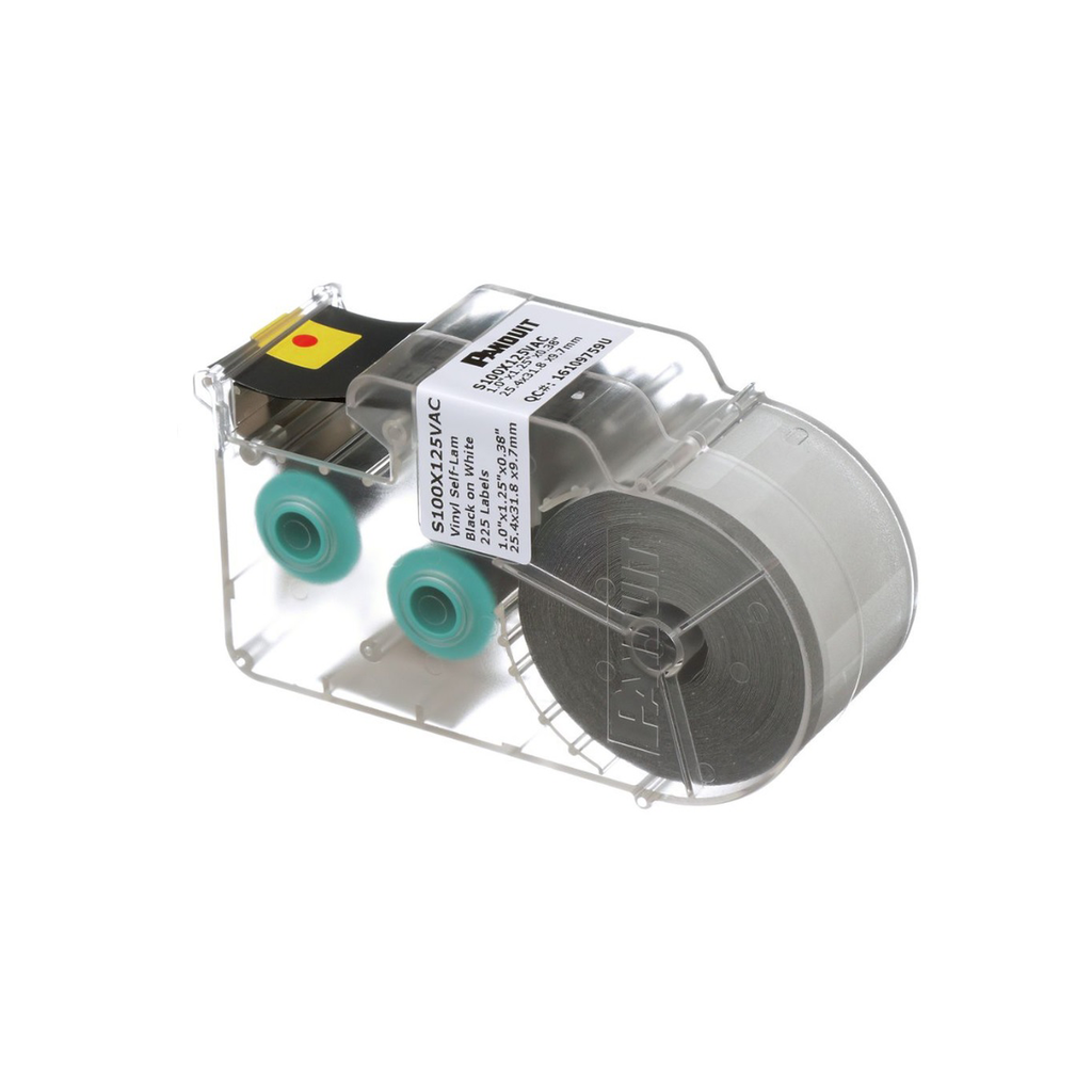 [S100X125VAC] Casete de 225 Etiquetas Autolaminadas de 25.4 x 31.8 mm, para Cables de 3 a 7.1 mm de Diámetro, Área de Impresión Color Blanco
