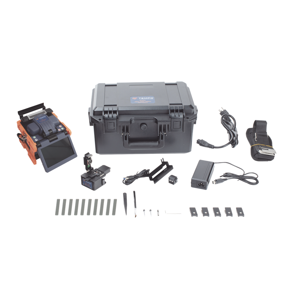 [915FS-KIT1] Fusionadora de Fibra Óptica de Alineación Activa por Revestimiento con 4 Motores con Perdida Típica (SM); 0.02 dB (MM); 0.04 dB) con Pantalla Touch / Capacitación básica virtual gratuita