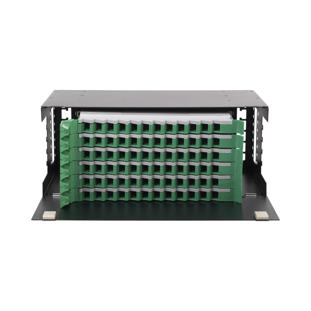 [LP-ODF-8072] Distribuidor de Fibra Óptica con bandejas deslizables, vacío, 19in, acepta 72 adaptadores LC Duplex o LC Simplex o 72 SC Simplex, 4U