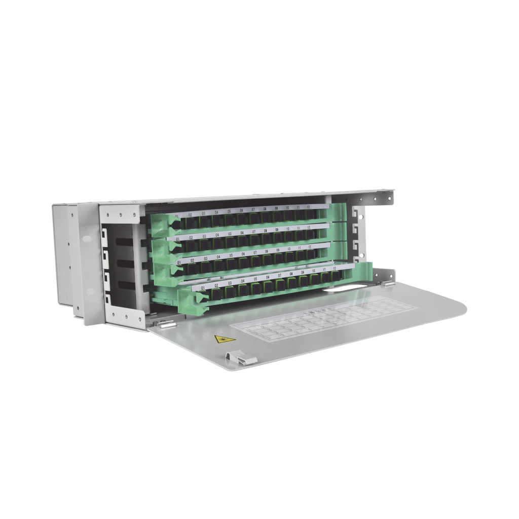 [ODU19T-A48-A] Distribuidor de Fibra Óptica para 48 empalmes, con 48 acopladores SC/APC y 48 pigtails, 19, 3 UR