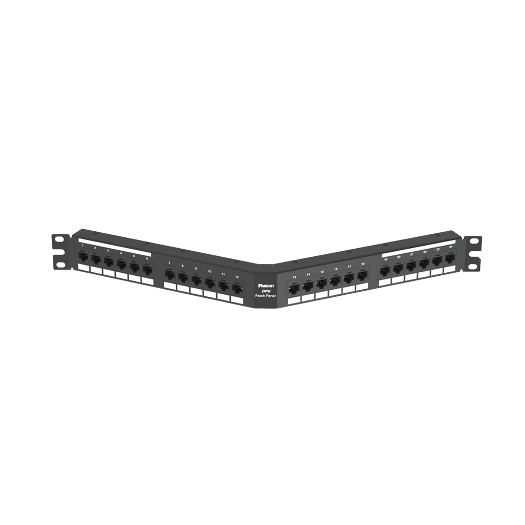 Panel de Parcheo de Impacto (110), Angulado, Categoría 6, de 24 Puertos, 1UR