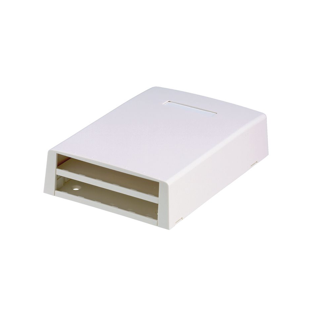 [CBXF12WH-AY] Caja de Montaje en Superficie, Con Accesorio para Resguardo de Fibra Óptica, Para 12 Módulos Mini-Com, Color Blanco