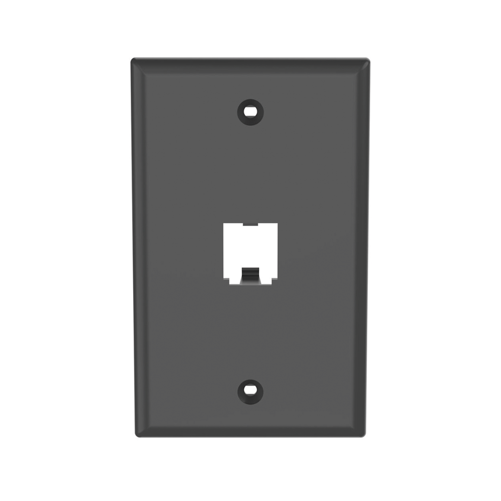 Placa de Pared Vertical Clásica, Salida Para 1 Puerto Mini-Com, Color Negro