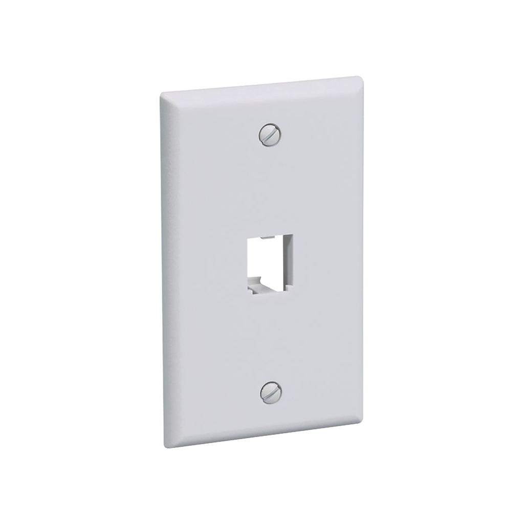 Placa de Pared Vertical Clásica, Salida Para 1 Puerto Mini-Com, Color Blanco