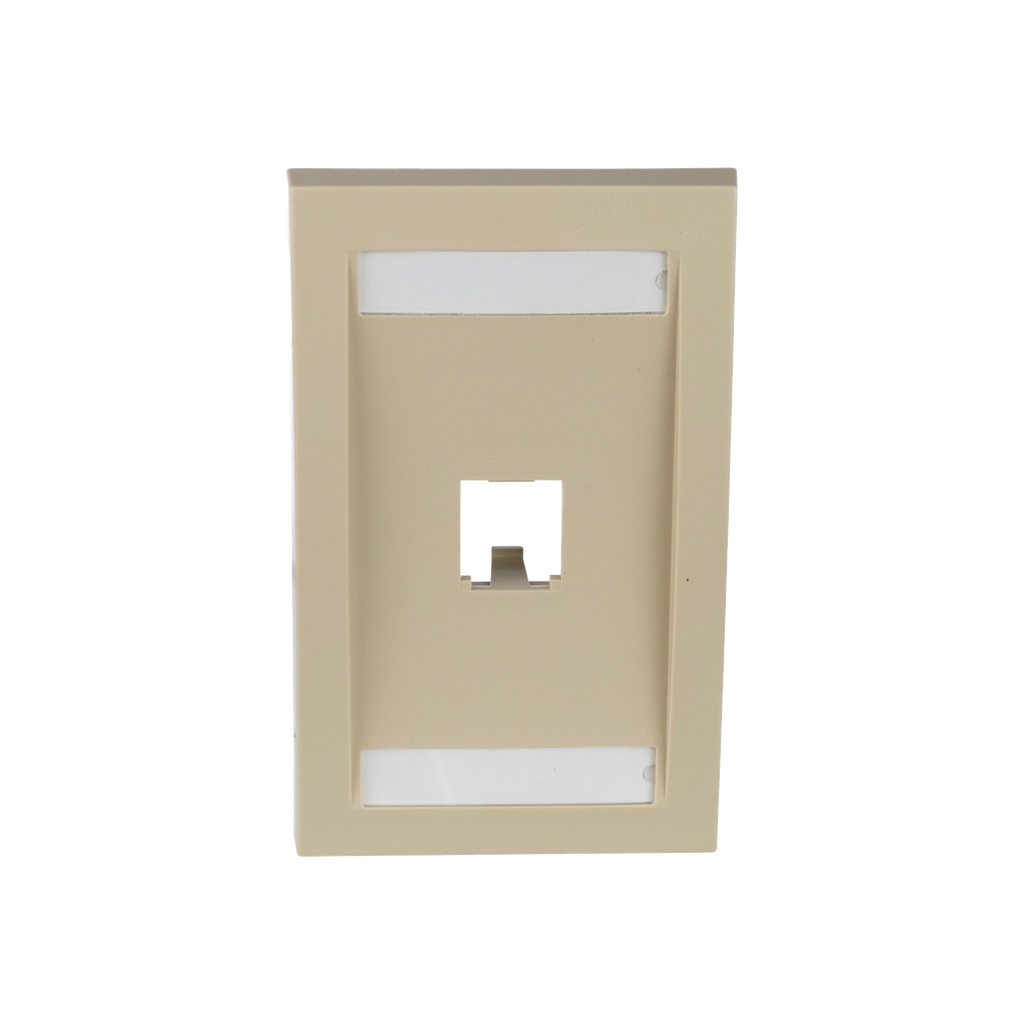 [CFPE1EIY] Placa de Pared Vertical Ejecutiva, Salida Para 1 Puerto Mini-Com, Con Espacios Para Etiquetas, Color Marfil