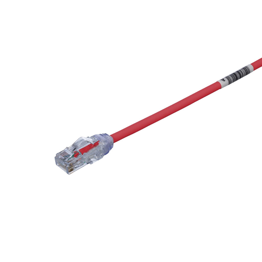 Cable de Parcheo UTP Cat6A, CM/LSZH, Diámetro Reducido (28AWG), Color Rojo, 1ft