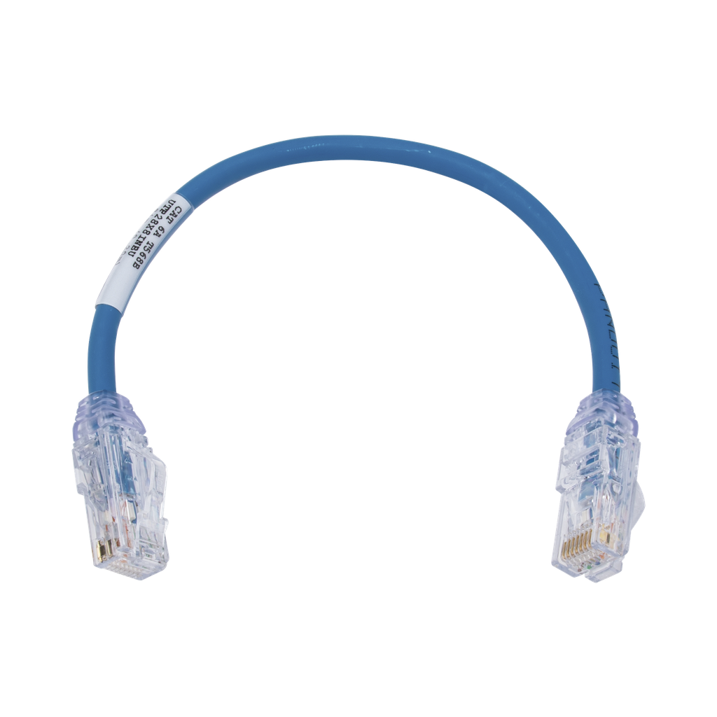 [UTP28X8INBU] Cable de Parcheo UTP, Cat6A, Diámetro Reducido (28 AWG), CM/LSZH, Color Azul, 8in (20.3cm)