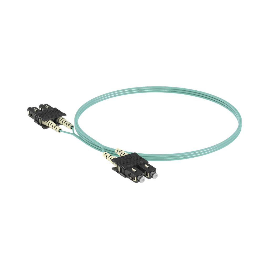 [FX23RSNSNSNM002] Jumper de Fibra Optica Multimodo 50/125 OM3, SC-SC Duplex, OFNR (Riser), Color Aqua, 2 Metros