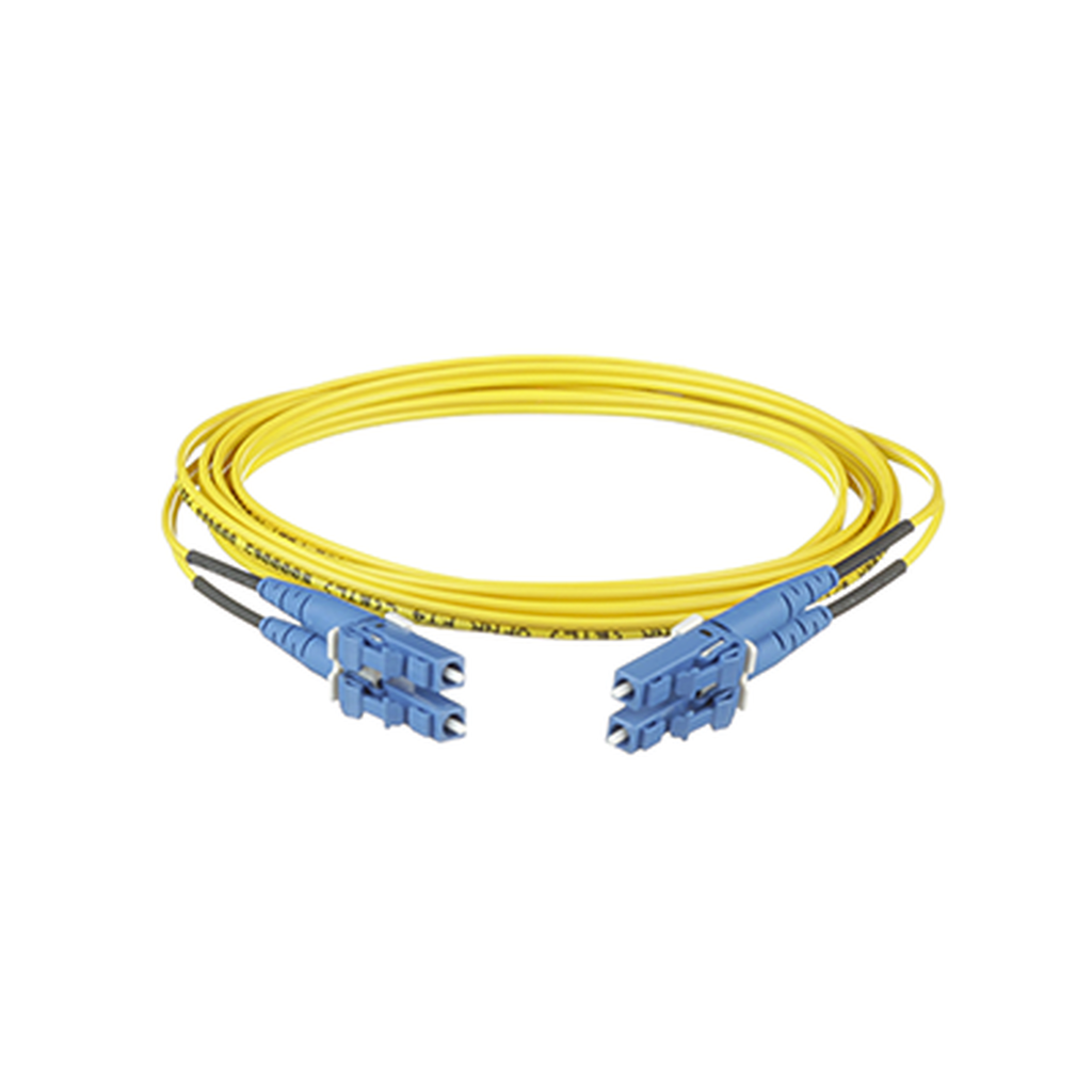 [F92ERLNLNSNM006] Jumper de Fibra Optica Monomodo 9/125 OS2, LC-LC Duplex, OFNR (Riser), Color Amarillo, 6 Metros