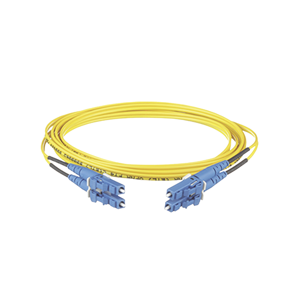 [F92ERLNLNSNM012] Jumper de Fibra Optica Monomodo 9/125 OS2, LC-LC Duplex, OFNR (Riser), Color Amarillo, 12 Metros