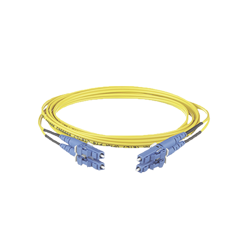 [F92ERLNLNSNM030] Jumper de Fibra Optica Monomodo 9/125 OS2, LC-LC Duplex, OFNR (Riser), Color Amarillo, 30 Metros