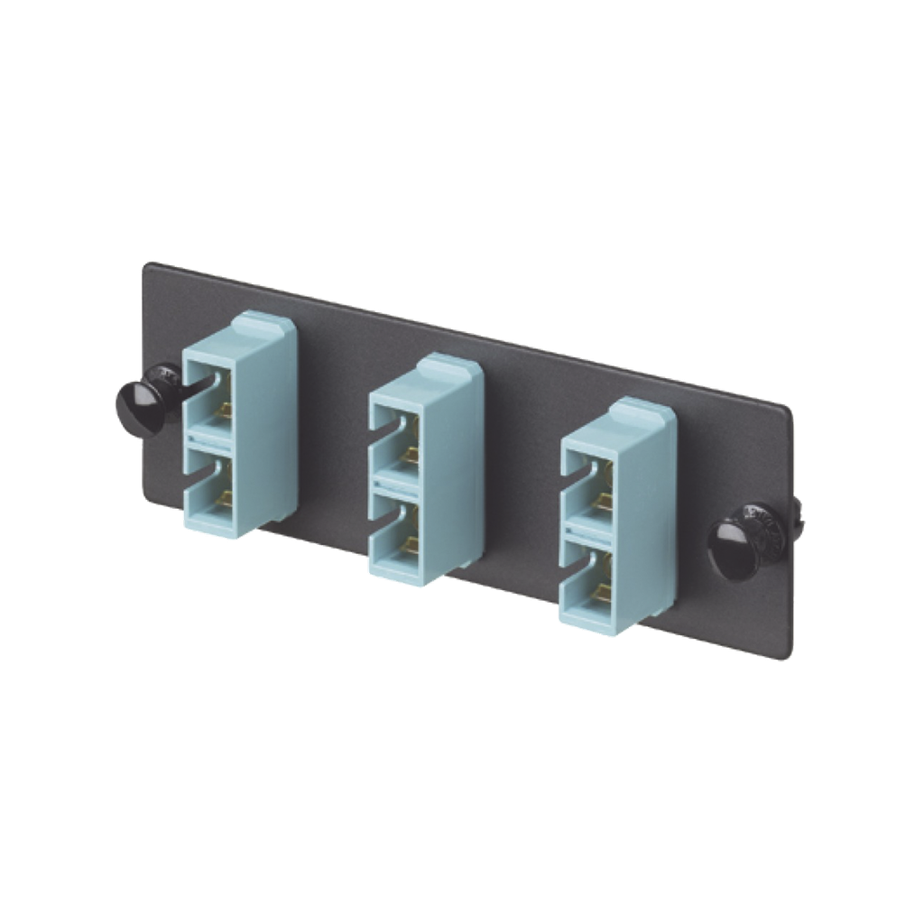[FAP3WAQDSCZ] Placa Acopladora de Fibra Optica FAP, Con 3 Conectores SC Duplex (6 Fibras), Para Fibra Multimodo OM3/OM4, Color Aqua