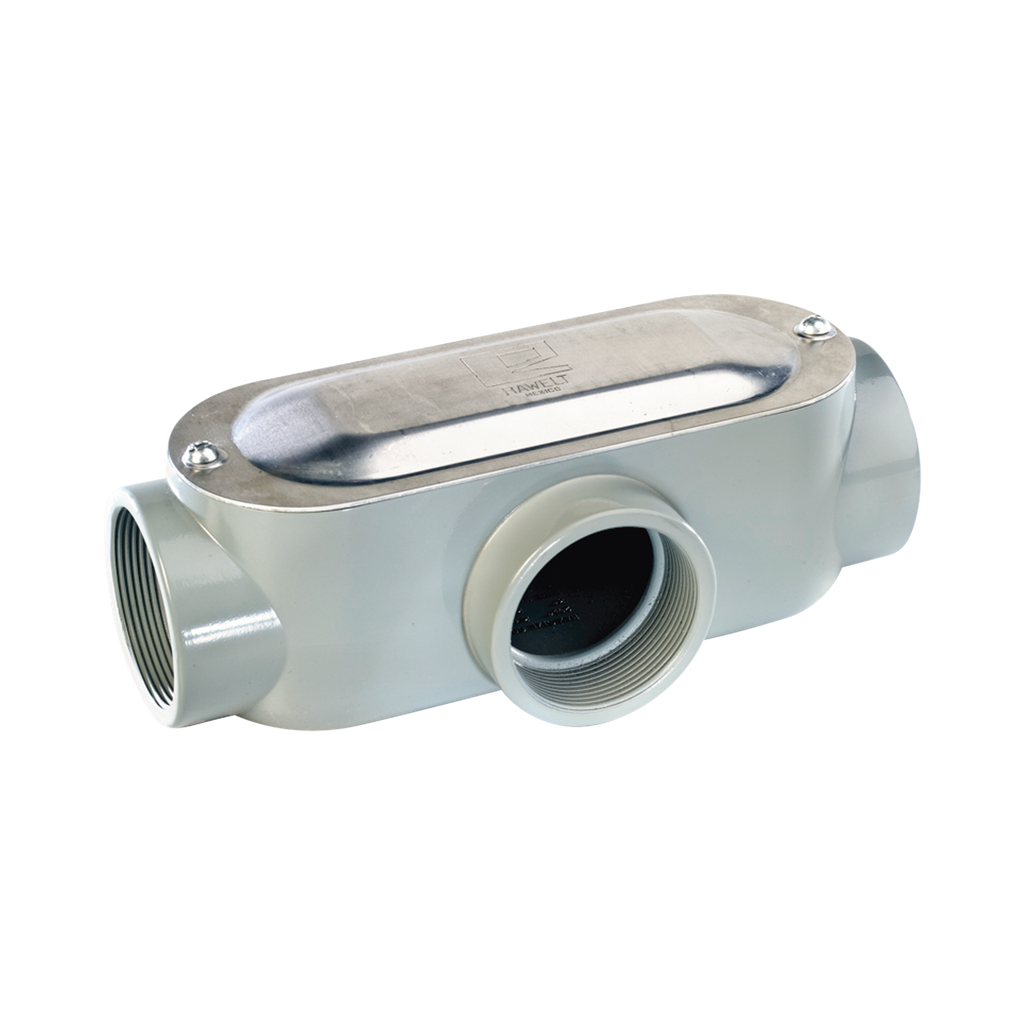 Caja Condulet tipo T de 1/2 (12.7 mm) Incluye tapa y tornillos.