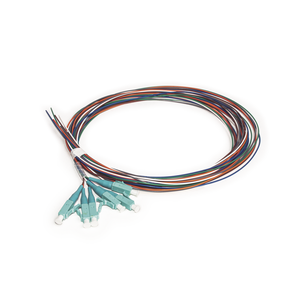 [LP-FO-MM-PIG-06-LC] Kit de 6 Pigtails LC Multimodo OM3 50/125, conectores aqua, 2 metros