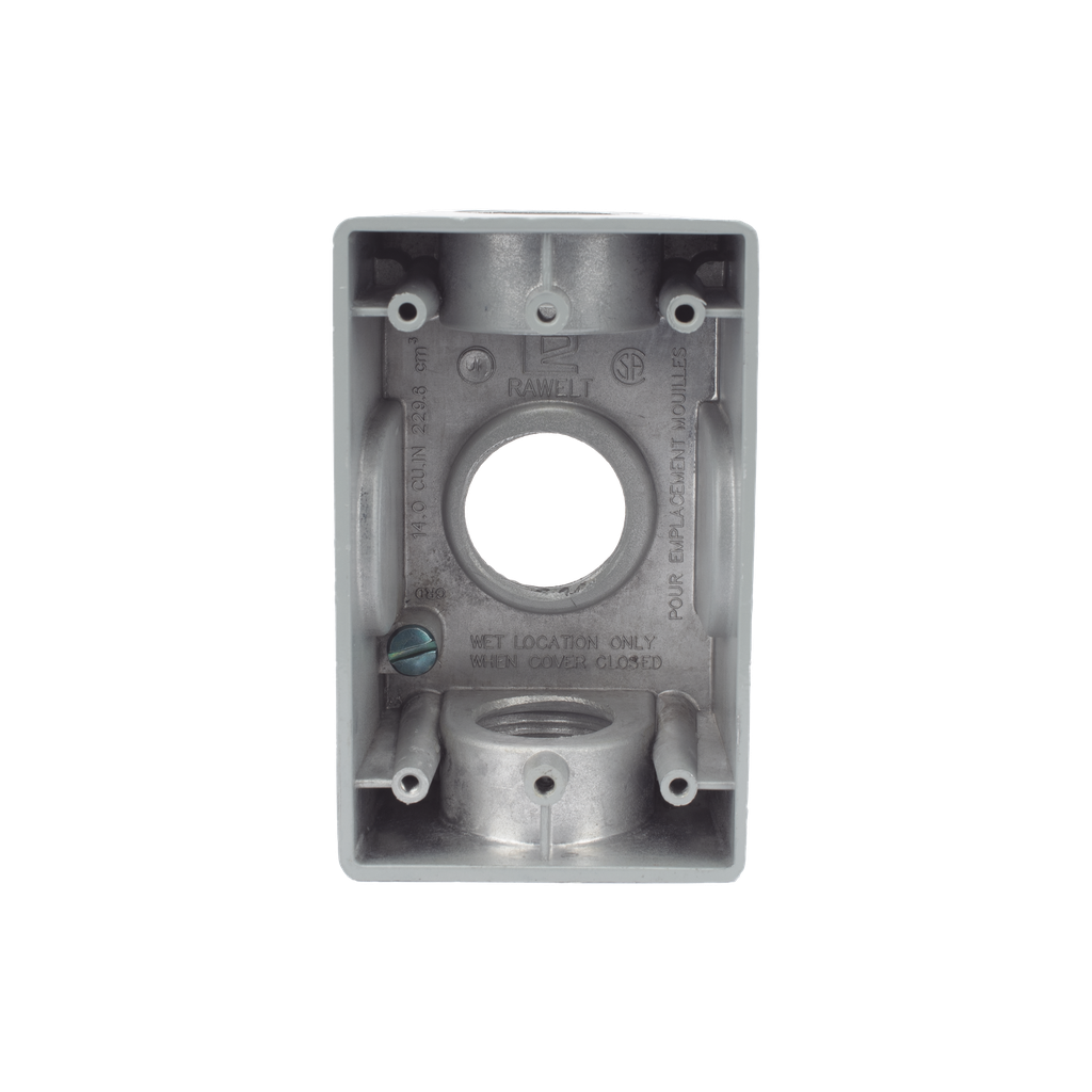 [RR-2746] Caja Condulet FS de 1 (25.4 mm ) con tres bocas una arriba y una atrás a prueba de intemperie.