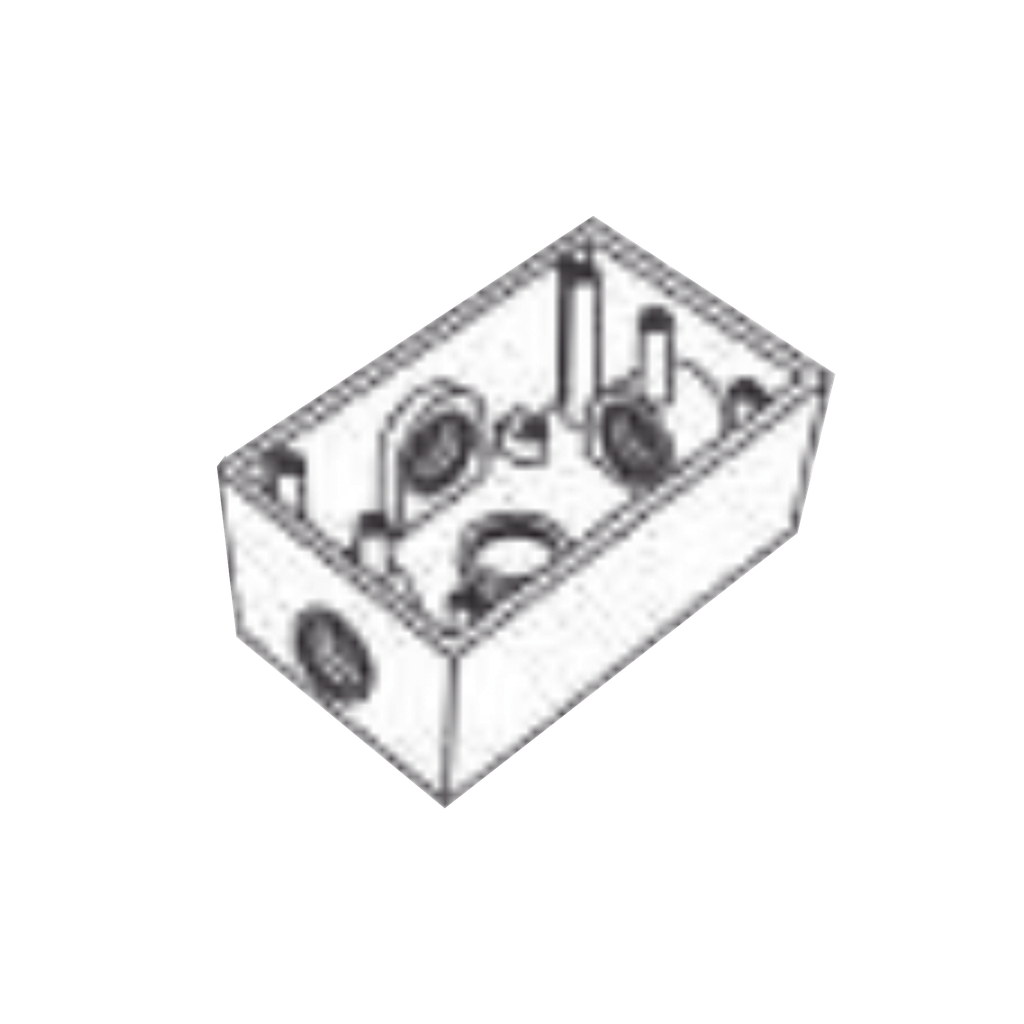 [RR-0455] Caja Rectangular de 3/4 (19.05 mm ) con 4 bocas a prueba de intemperie.