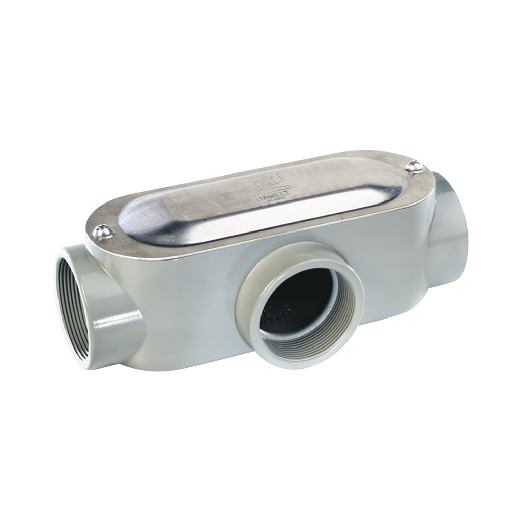 Caja oval roscada tipo T de 2 1/2 l (63.5 mm) incluye tapa y tornillos.