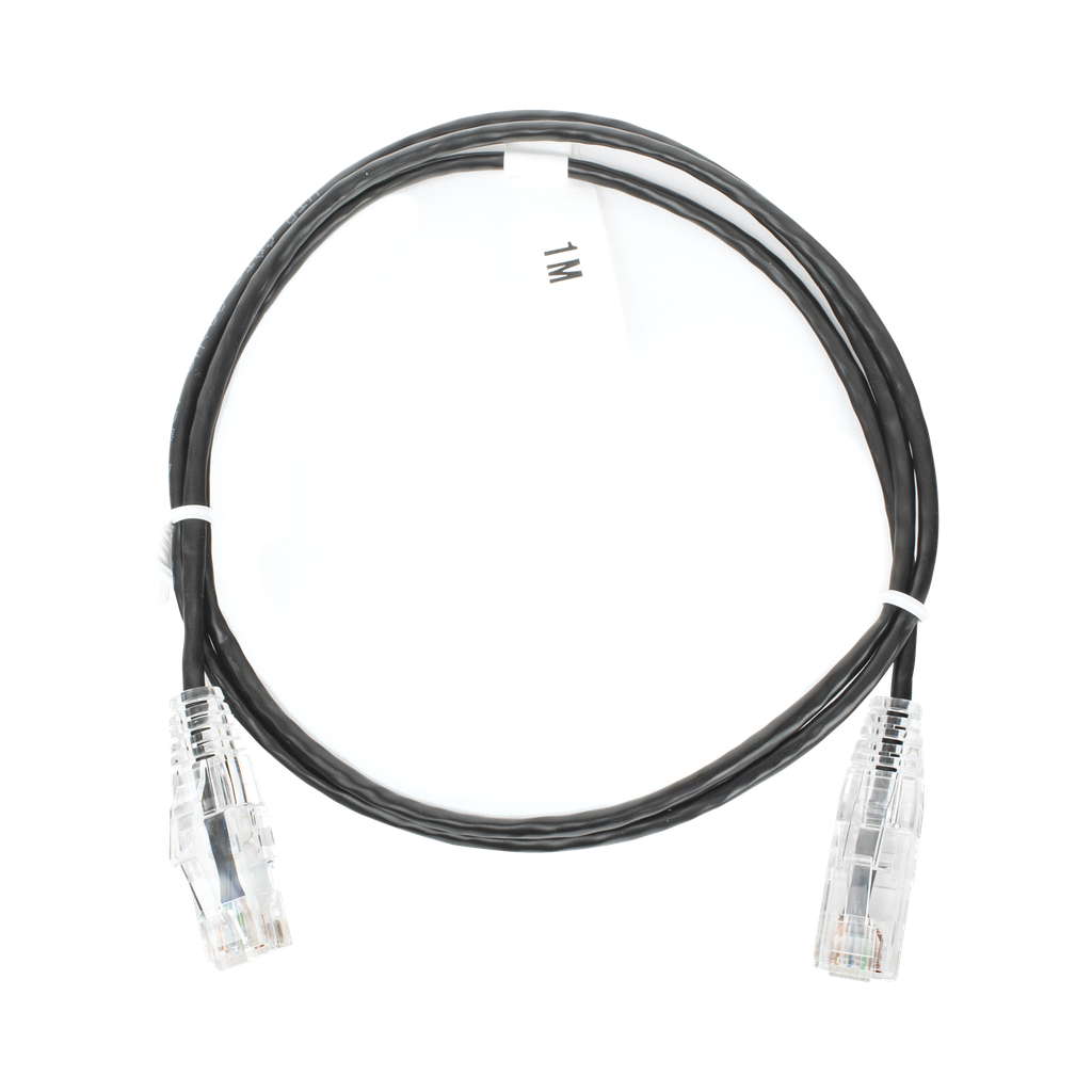 Cable de Parcheo Slim UTP Cat6 - 1 metro, Negro, Diámetro Reducido (28 AWG)