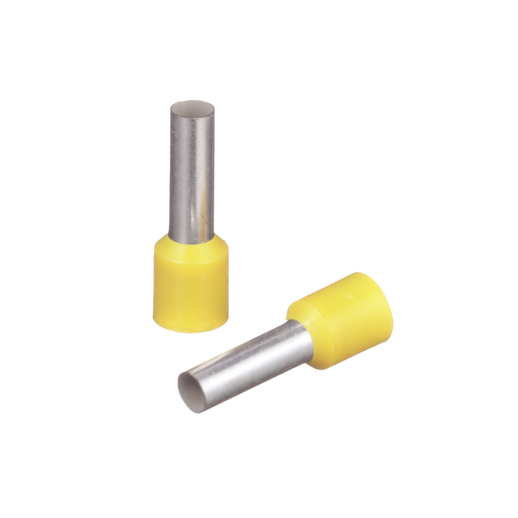 [FSD82-12-C] Ferrúl de cobre DIN Amarillo para Cable 10 AWG con largo 12 mm.  Paquete de 100 Piezas