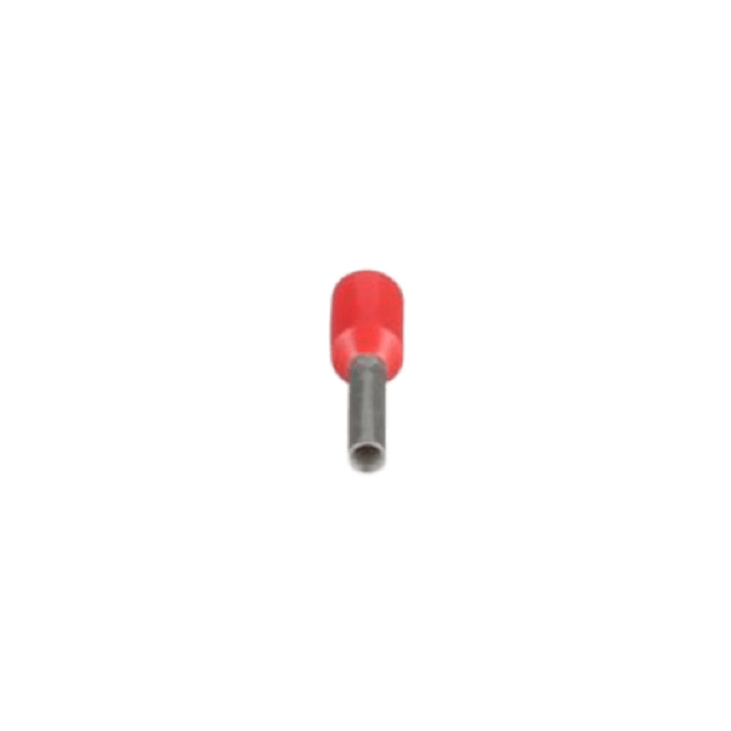 Ferrule Aislado PAN-TERM para Cable 8 AWG, Largo 12mm, DIN Color Rojo. Paquete 100 Piezas