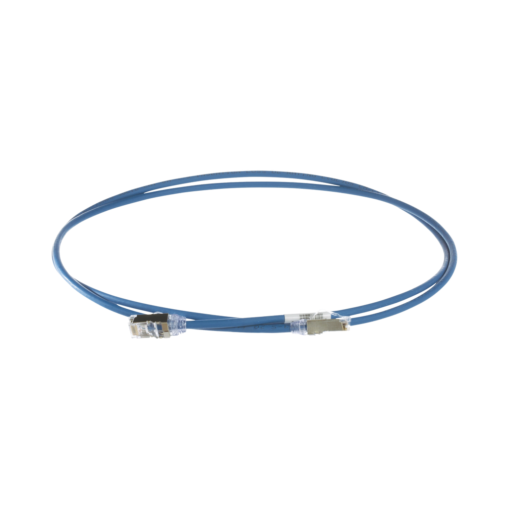 Patch Cord Cat6A, Diametro Reducido 28 AWG, Blindado S/FTP, CM/LS0H, 1.5m, Color Azul