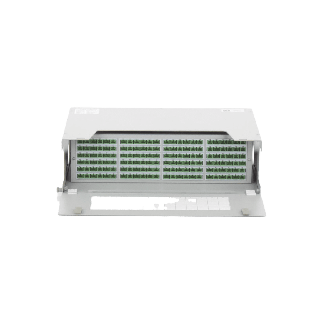 Distribuidor de Fibra Óptica para 144 empalmes, con 144 acopladores SC/APC y 144 pigtails, 19, 5 UR