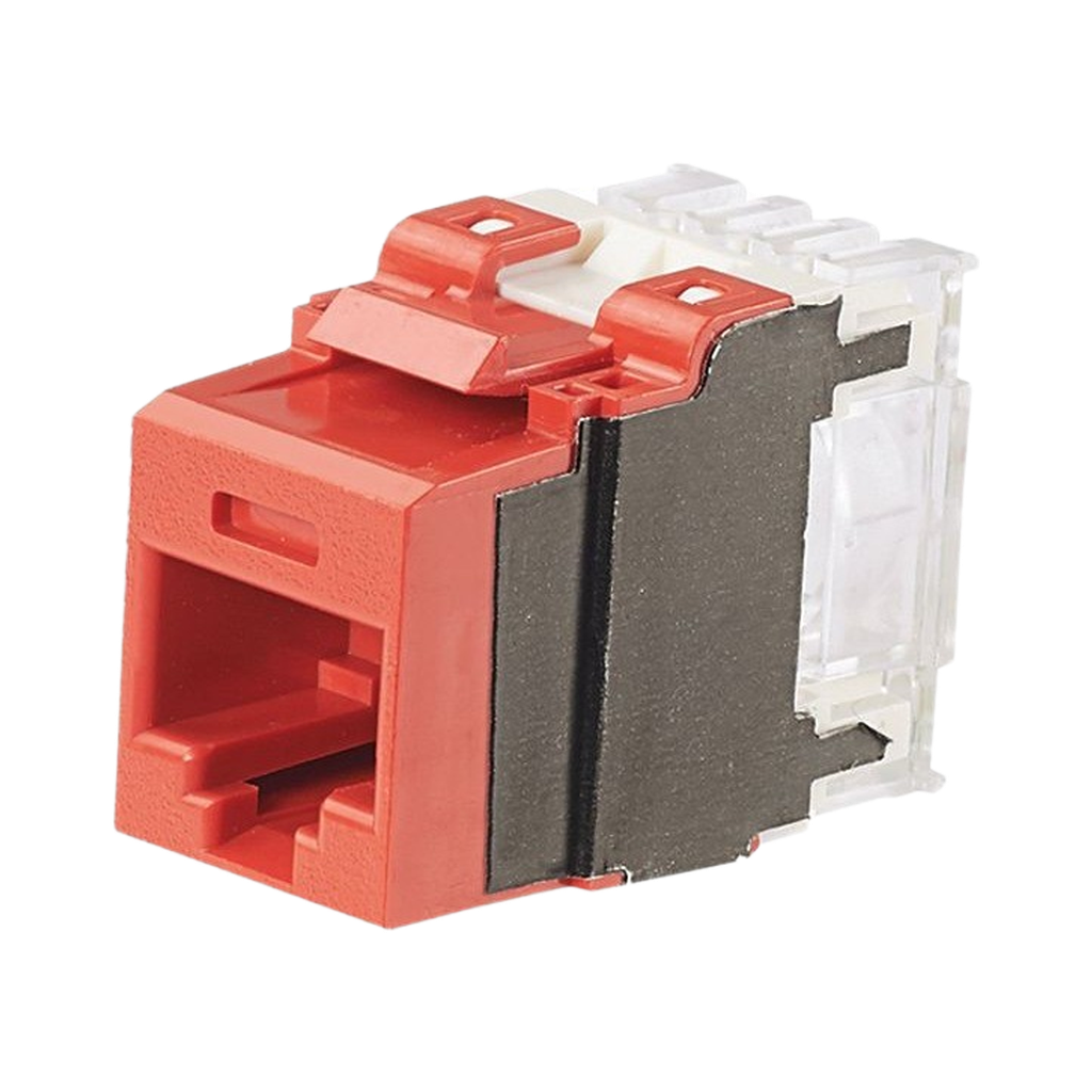[NK6X88MRD] Conector Jack Estilo 110 (de Impacto), Tipo Keystone, Categoría 6A, de 8 posiciones y 8 cables, Color Rojo