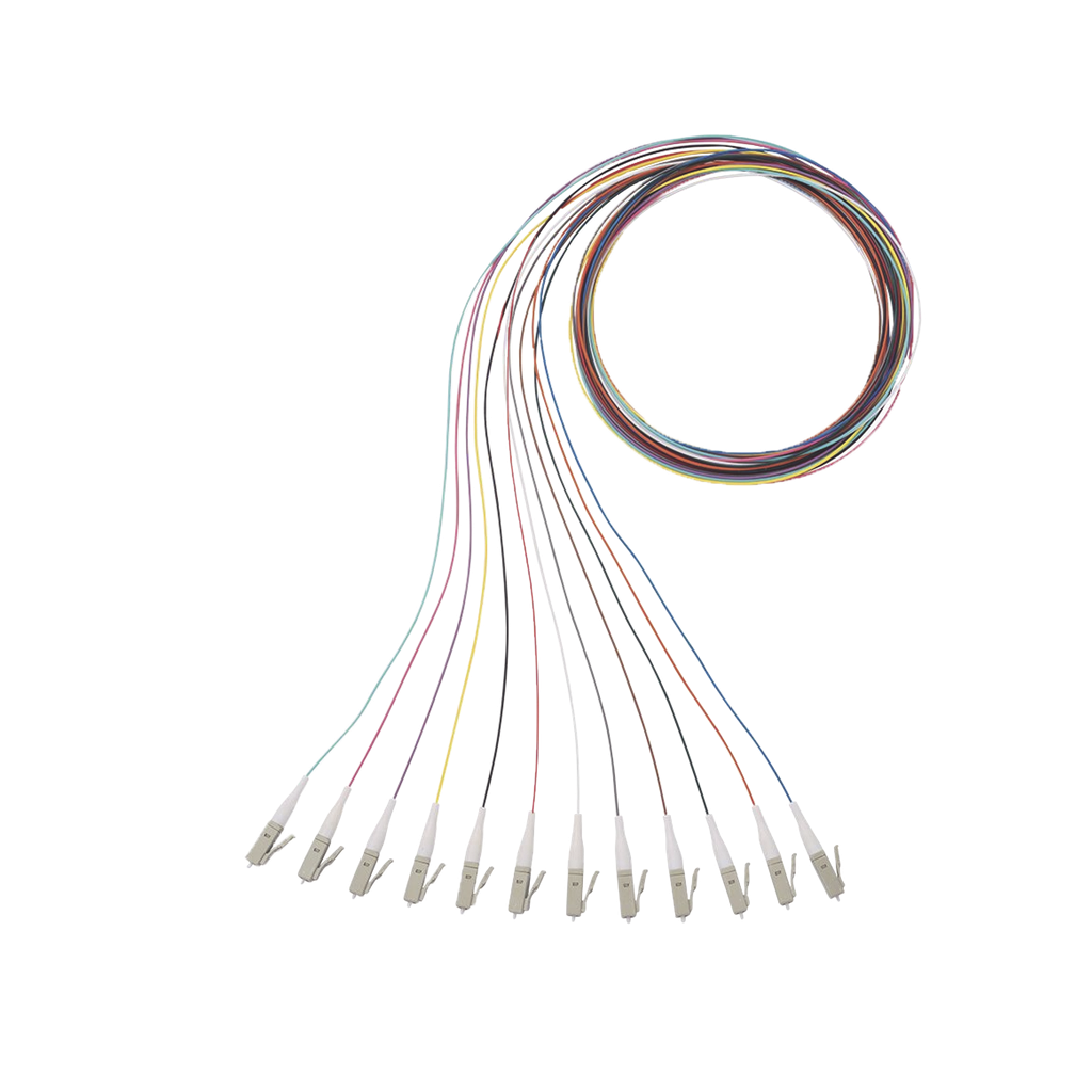 Kit de 12 Pigtails con Conector LC, Multimodo 50/125 OM4, 900um, de 1 Metro