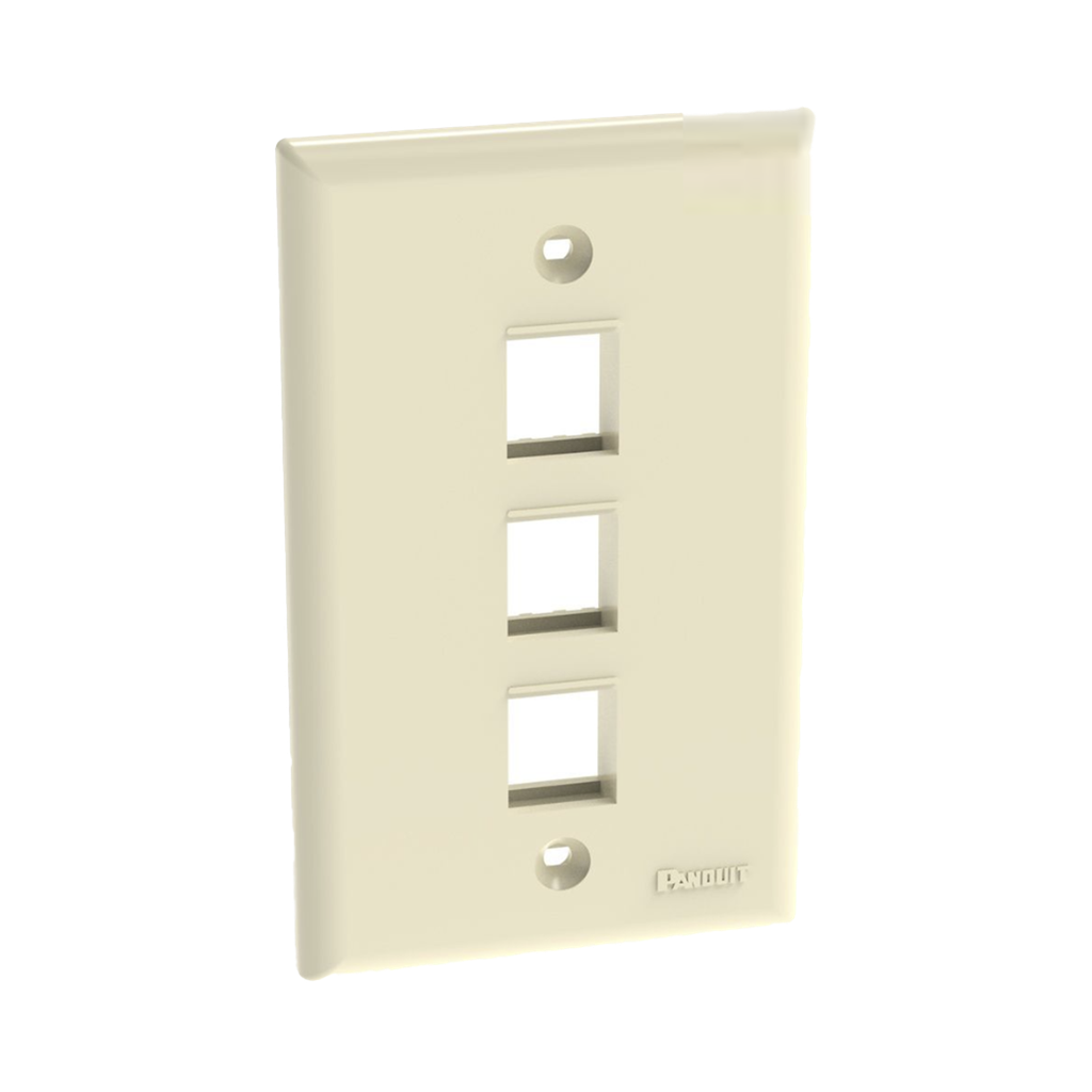 Placa de Pared Vertical, Salida Para 3 Puertos Keystone, Color Marfil